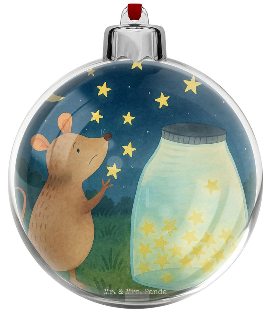 Mr. & Mrs. Panda christbaumkugel Maus Sterne Design - Weiß - Geschenk, Weihnachtskugel Kunststoff, weihnachtskugeln, Kindergeburtstag, weihnachtsb...