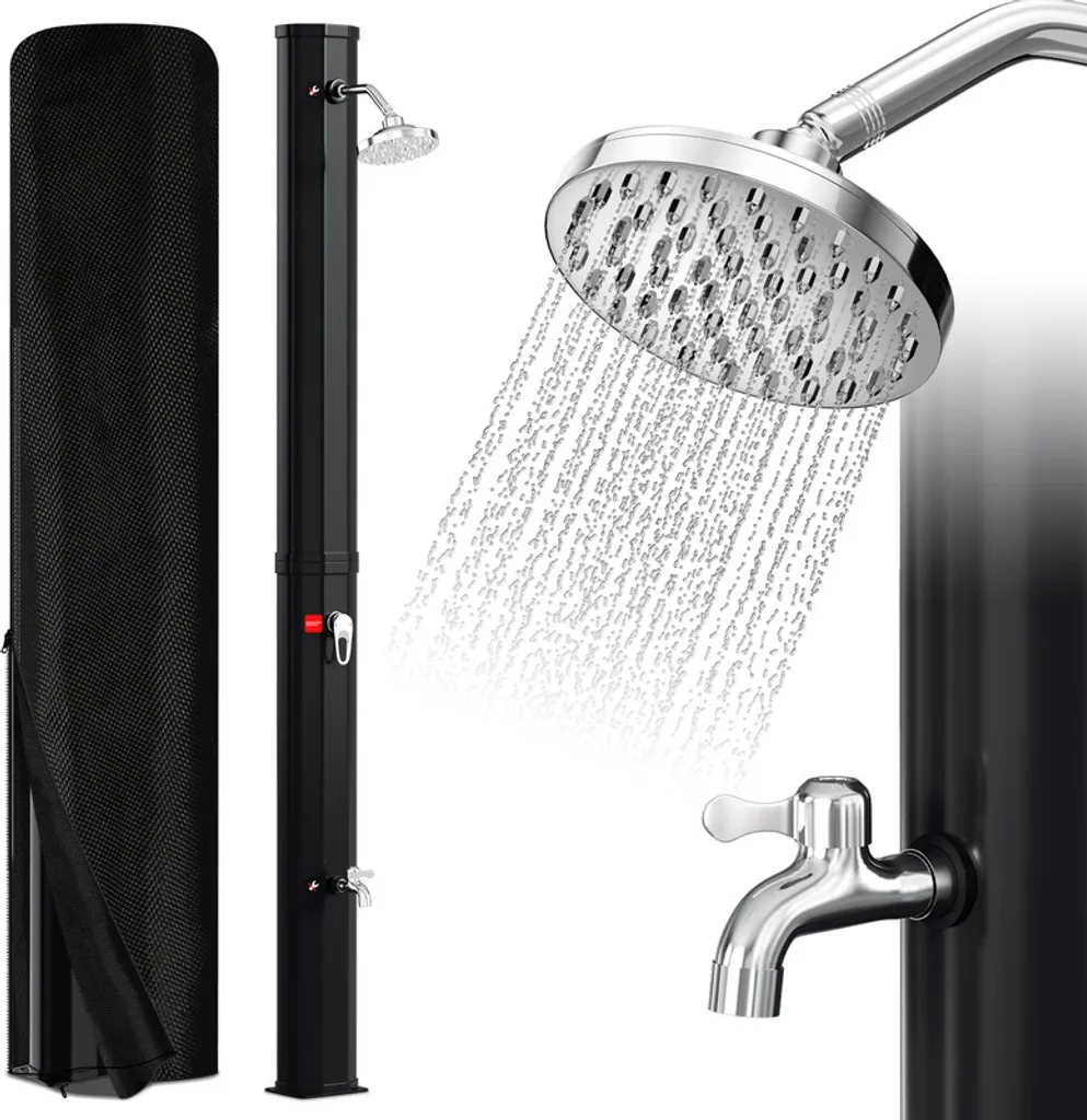 Bettizia Doccia solare Doccia da piscina Doccia da giardino 35L Nero con cappuccio protettivo Doccia da campeggio fino a 60°C Doccia a pioggia Doccia da esterno Piscina da campeggio - 7