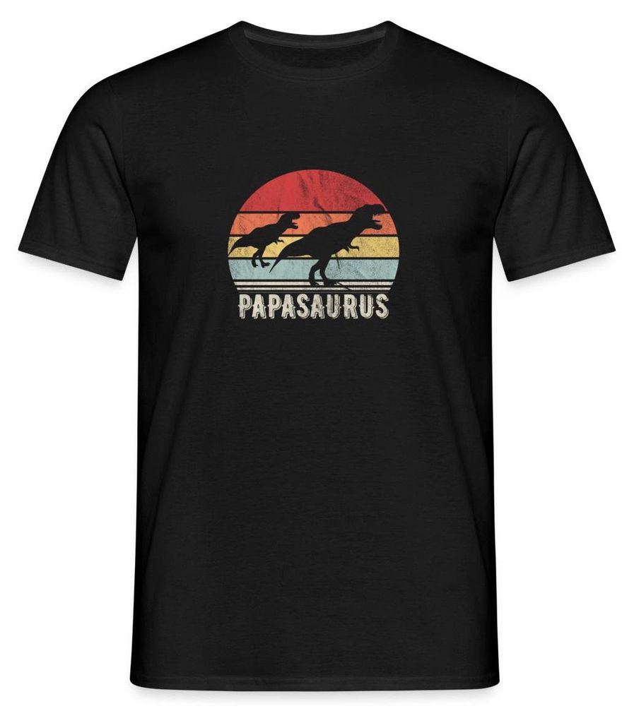 Spreadshirt Papasaurus T-Rex Papa Geschenk Vatertag Vatertagsgeschenk Männer T-Shirt, XXL, Schwarz
