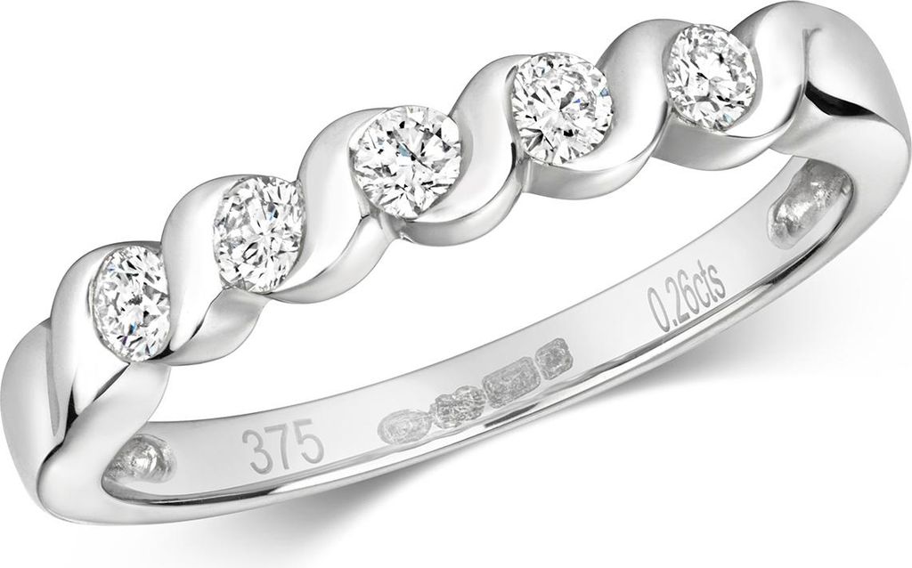 9 Karat (375) Weißgold Halb Eternity Diamant Damenring Brillant-Schliff 0.25 Karat H - PK1, 50 (15.9); TRS31811RSK