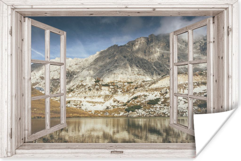 MuchoWow Poster Aussicht - Wasser - Berge 180x120 cm - Fotoplakat