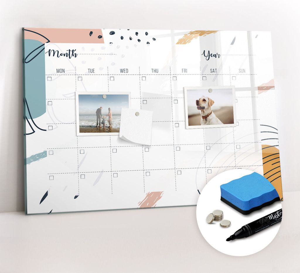 Magnetpinnwand Memoboard - Zubehörsatz - Schwarzer Marker + Schwamm + Magnete - 60 x 40 cm - Unternehmensorganisator