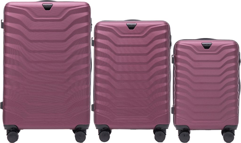 3-teiliges Kofferset Wings PEAFOWL BURGUNDY - Robuste ABS+ Qualität