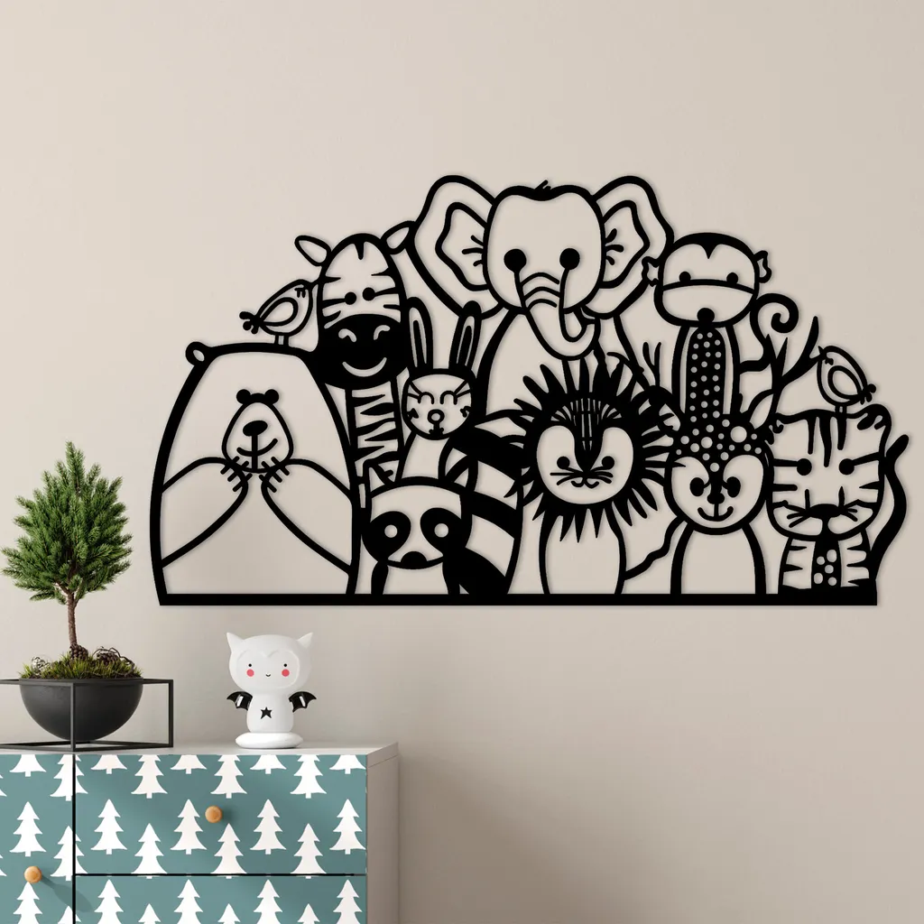 OFFERTA Wallity Hayvanlar-S Decor Parete Metallo Nero 105x59cm