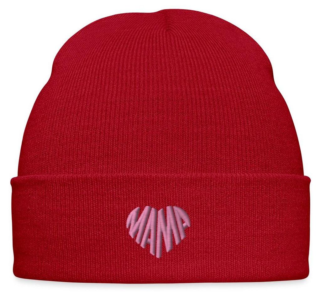 Spreadshirt Stickerei Mama Rosa Bestickte Wintermütze, One size, klassisch Rot