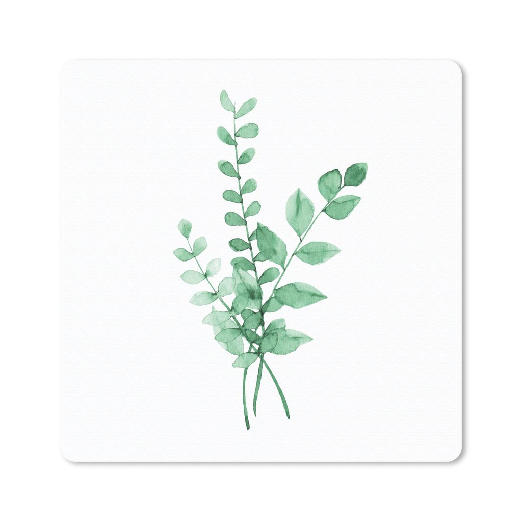 MuchoWow Mauspad Mousepad Aquarelle - Blätter - Pflanzen 20x20 cm - Mousepads - Maus Mat - Pad - Mausunterlage - Desk Mat - Bureauartikeln