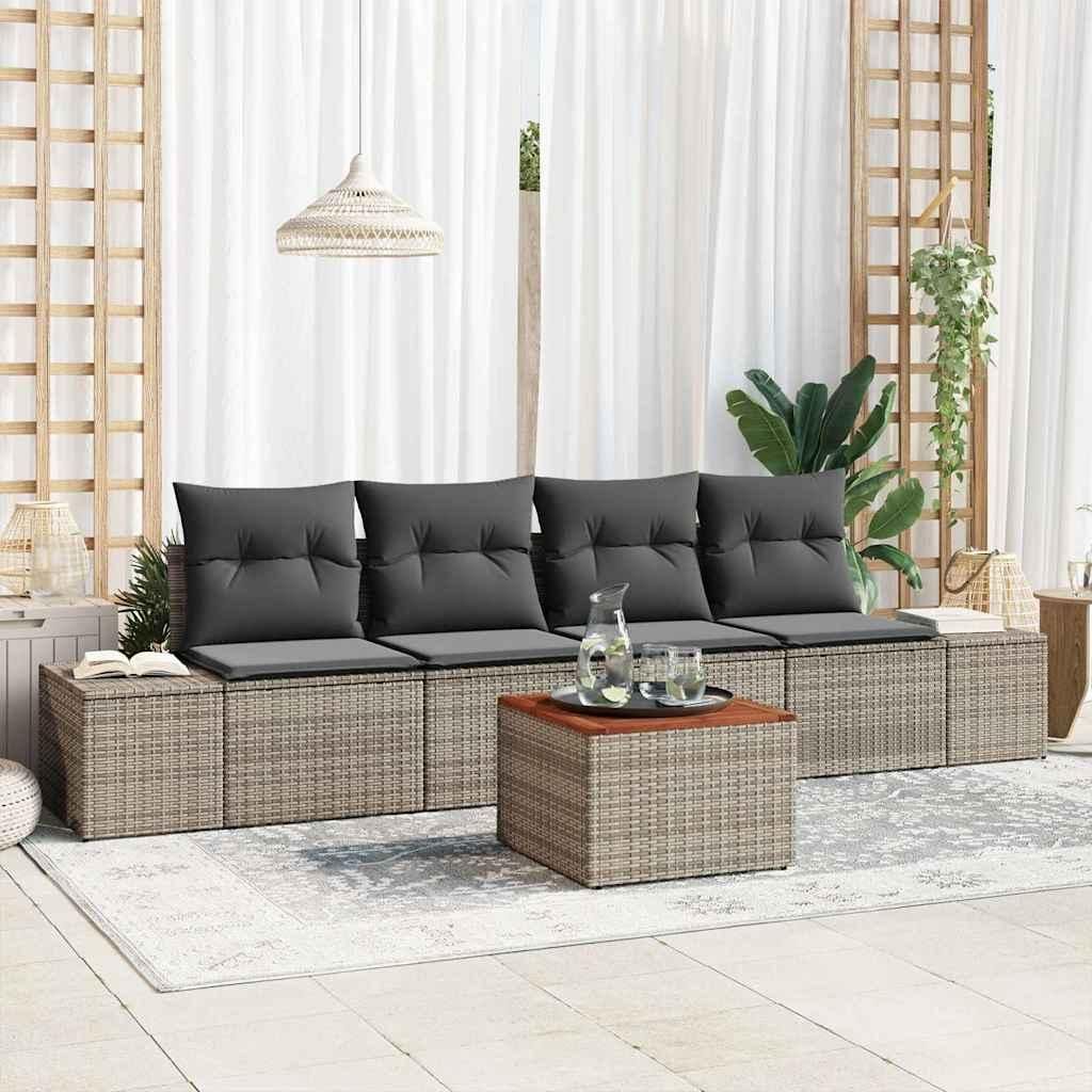 Maison Exclusive - Gartensofa-set mit Speicher 5 pcs Grau Poly-Rattan