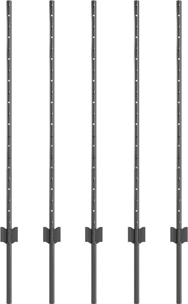 vidaXL Zaunpfosten 5 pcs Grau 100 cm Stahl