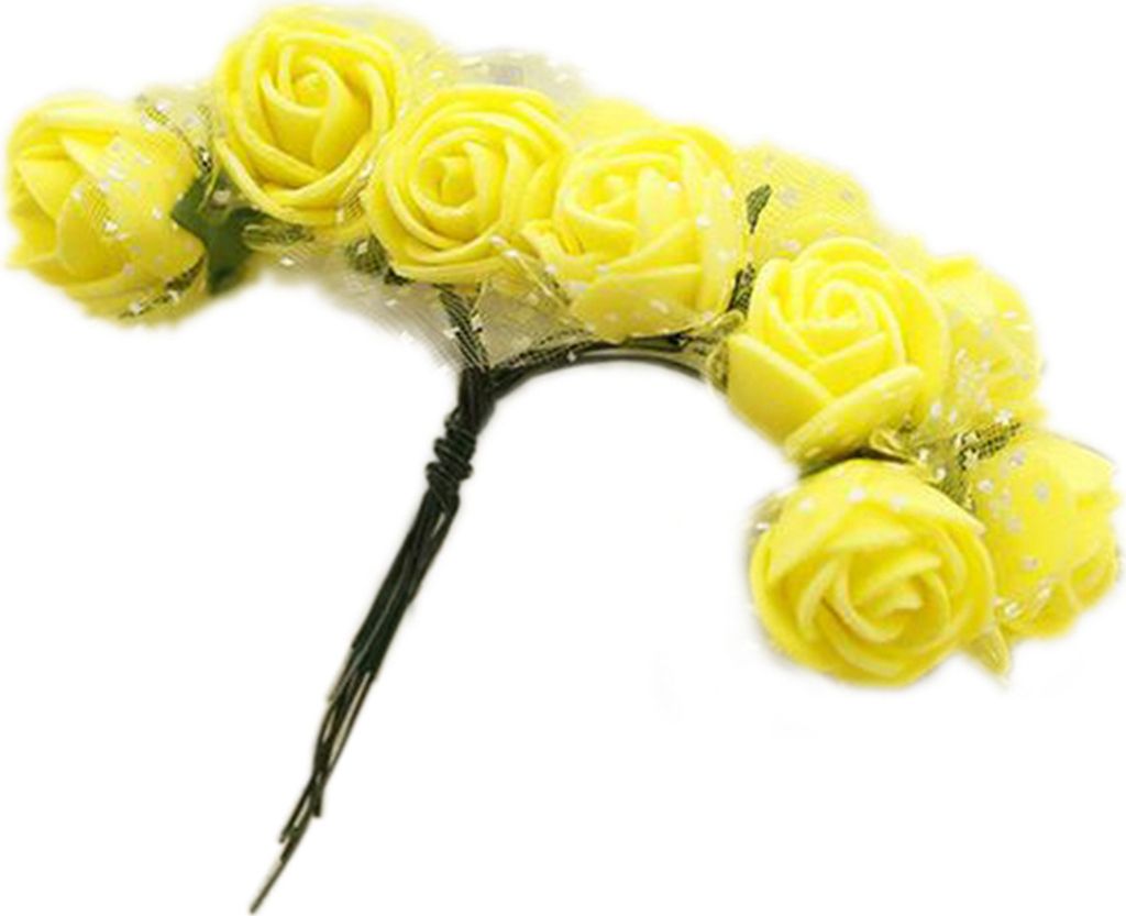 2,5 cm Schaumkunsthandgelenkblume gefälschte Rosenbouquet Hochzeitsfeier Dekoration-Gelb