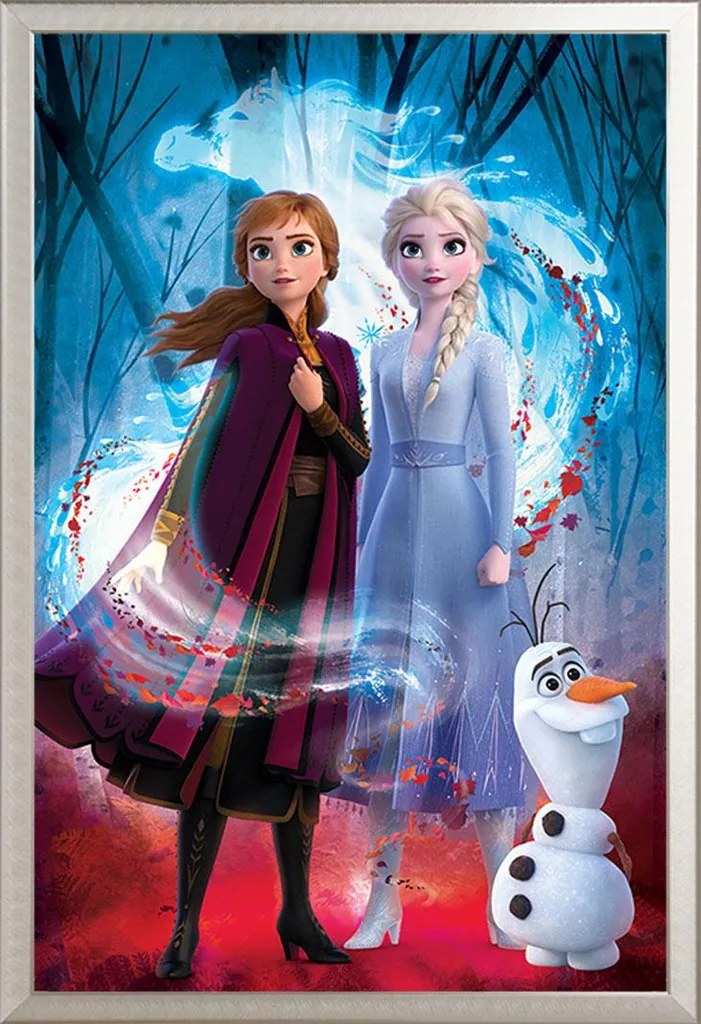 Décoration Murale Frozen 2 Affiche avec Cadre Argenté 61x91,5 cm Elsa