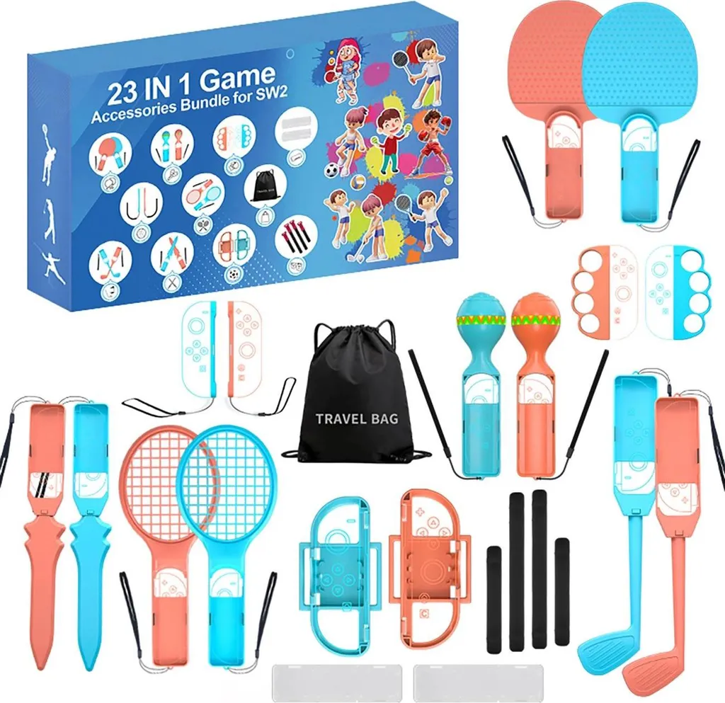 Nintendo Switch 2 Sport Pacchetto Accessori 23 in 1 - Kit Famiglia Completo - 9