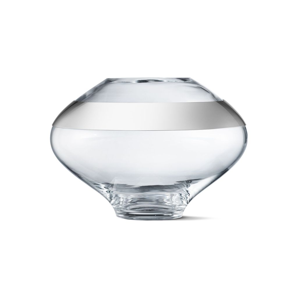 Georg Jensen DUO ROUND VASE SS GLASS LARGE 10016980