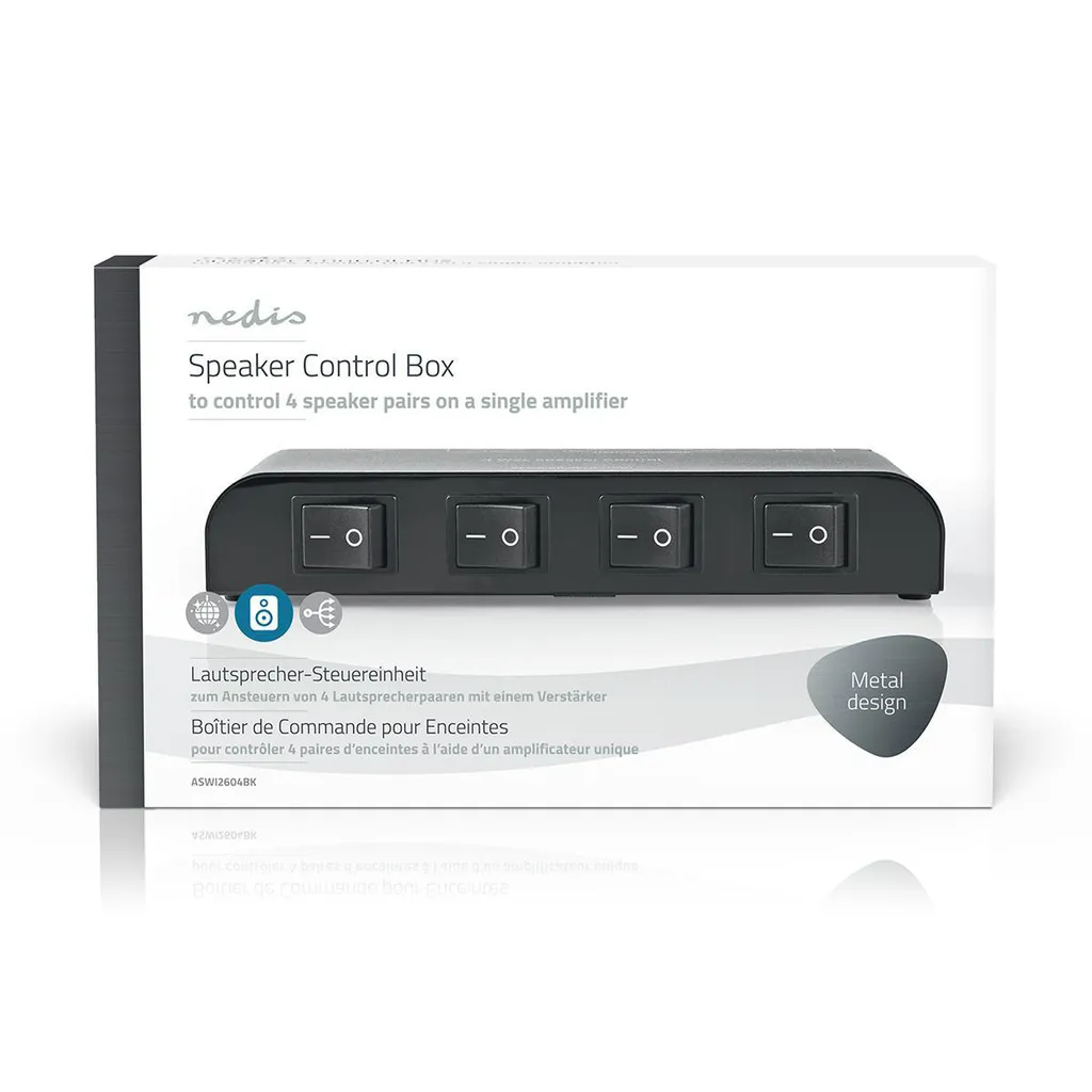 Selettore Altoparlanti 4 Vie 200W | Switch Audio Hi-Fi Alluminio Nero - 5