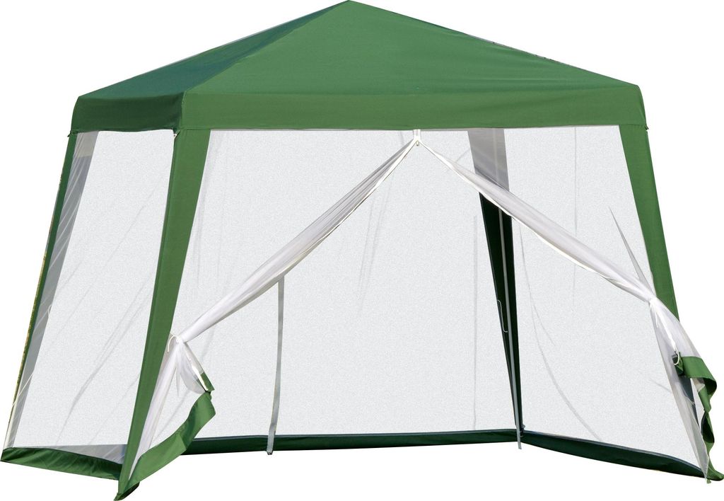 Fortuna Lai Gartenpavillon Festzelt 3x3 m wetterfest mit Moskitonetz, Metall & Polyester, ideal für Partys im Freien, grün