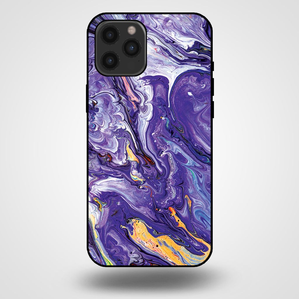 Smartphonica Handyhülle für iPhone 12 Pro Max mit Marmordruck - TPU-Hülle mit Marmor-Design - Gold Lila