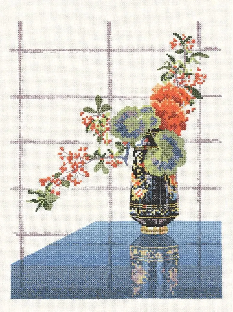 Kit Point de Croix Heritage Complet Vase Oriental Modèle à Compter