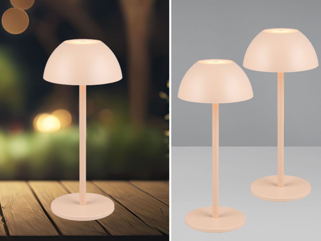 2er SET Akku LED Outdoor Touch Tischlampen ohne Kabel in Beige - 30cm klein