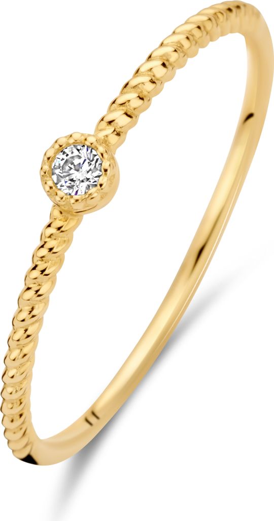 Neu Bling 9NBG-0663-50 Gouden Ring mit Zirkonia - Dames - Solitair - Maat 50 - 3mm - 1.2mm Breed - 14 Karat - Goud