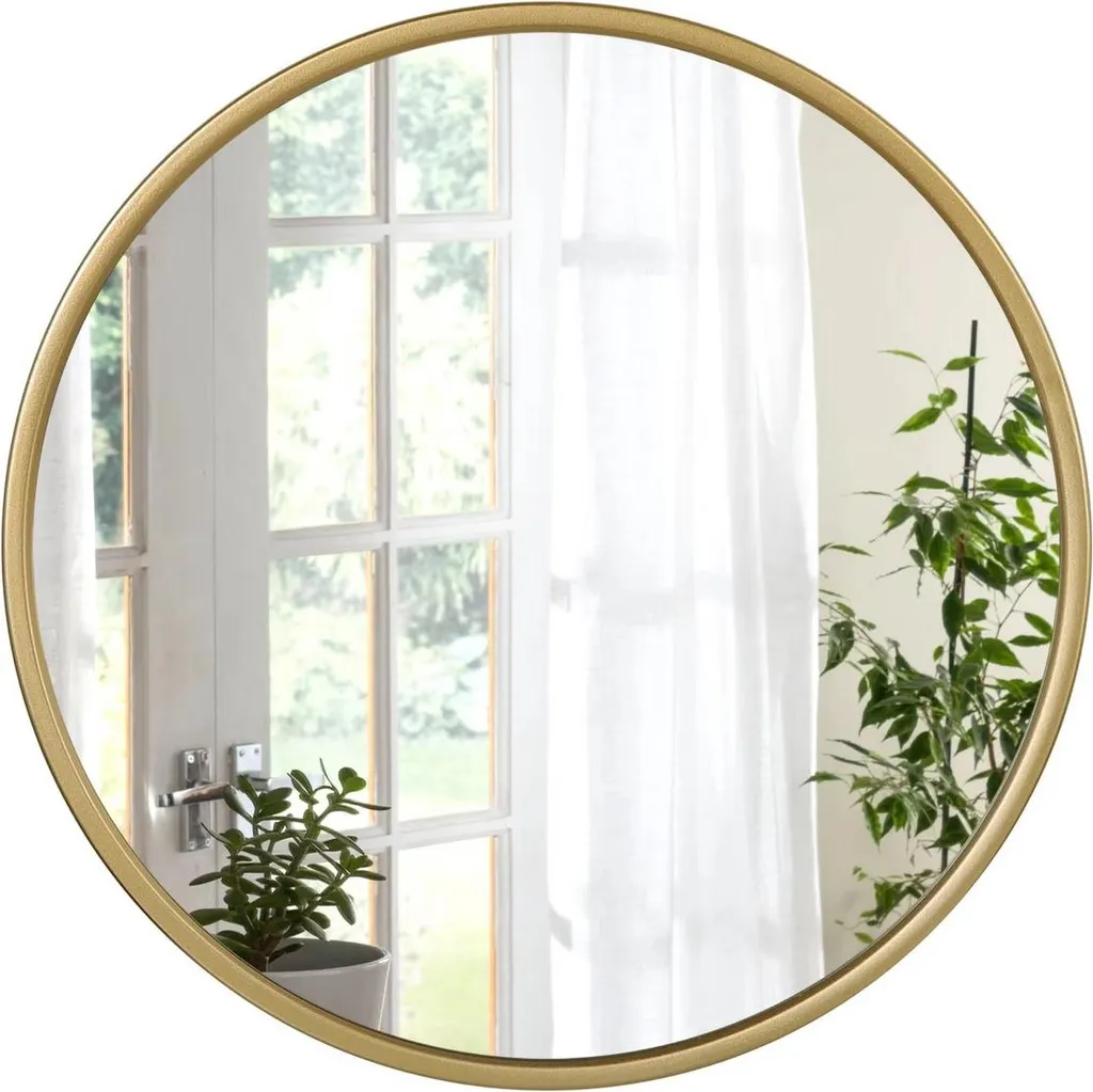 Specchio Circolare Oro 50cm - Cornice Sottile Acciaio Inox HD