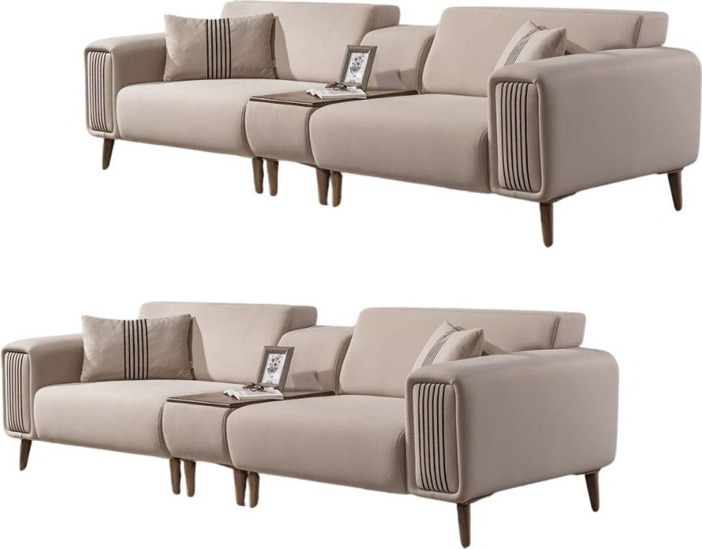 Villa Möbel Sofa Set Savana Handmade, pflegeleichter Mikrofaser Webstoff