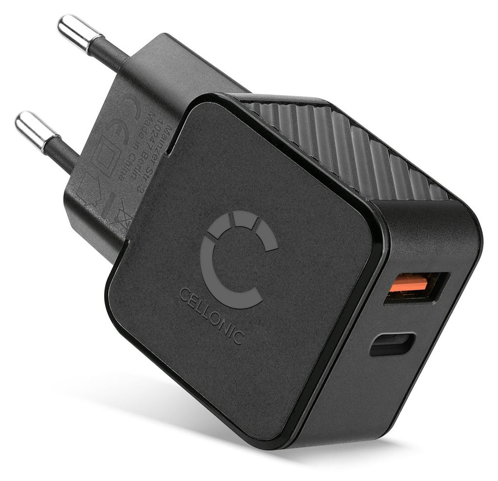CELLONIC Doppel USB und USB C Ladegerät Netzstecker Produktbild 
