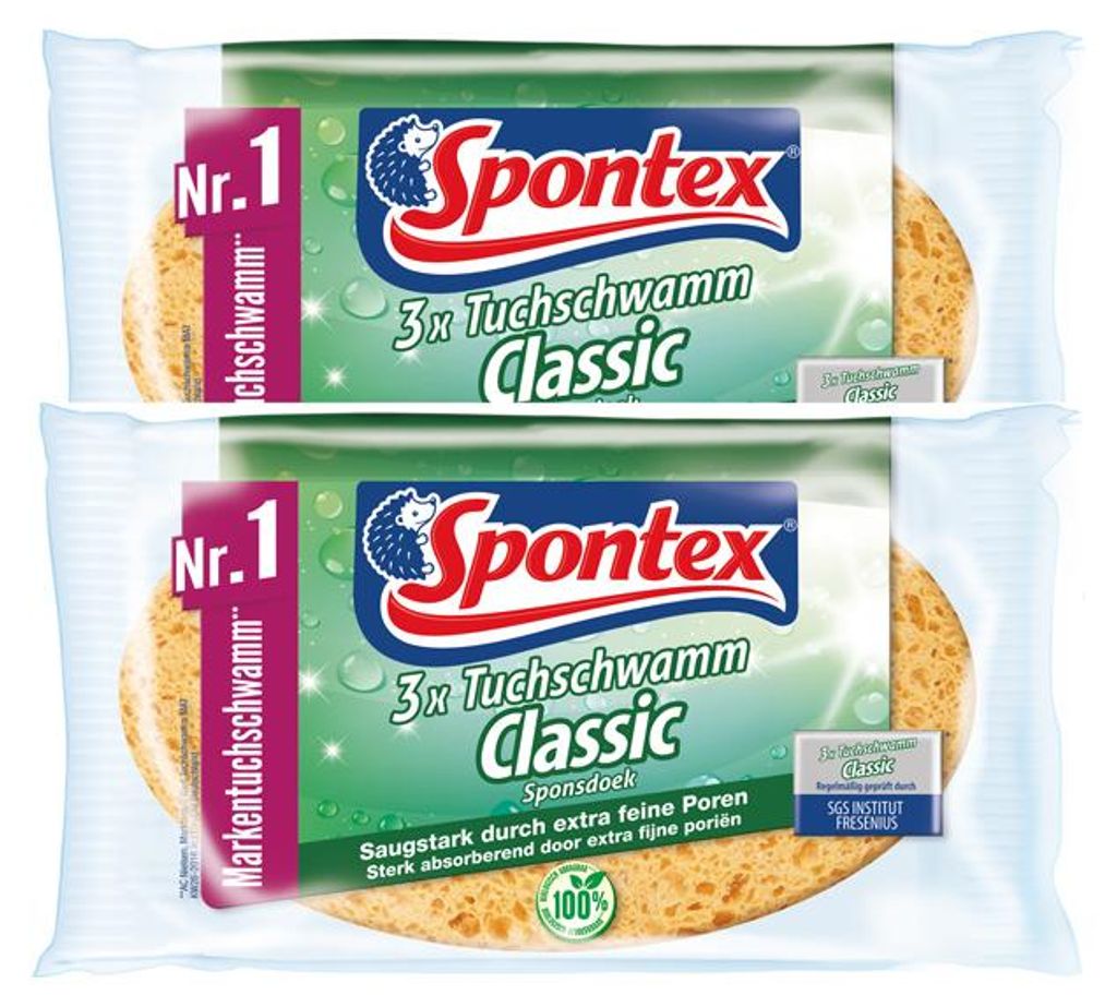 Spontex Tuchschwamm Classic 2er Set - extra saugstark und Produktbild 