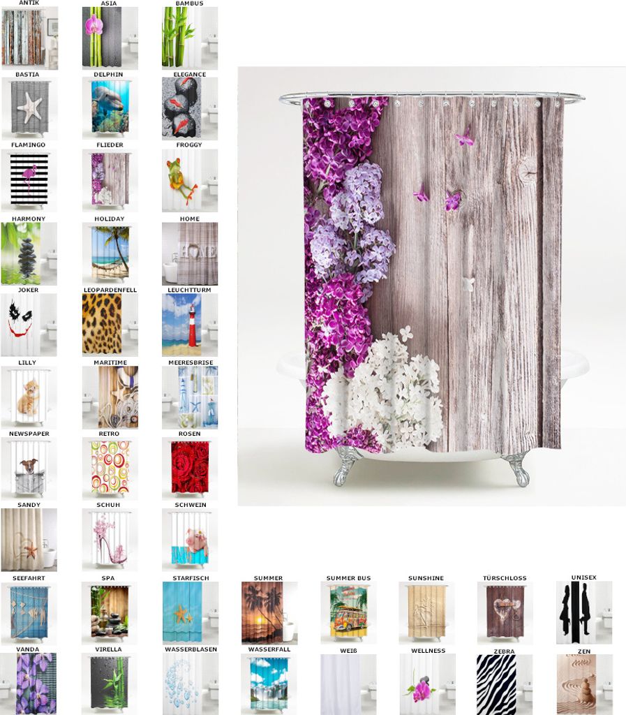 SANILO® Duschvorhang Flieder 180 x 200 cm Produktbild 