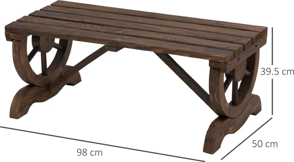Petit banc rustique en bois de jardin durable pour terrasse et cour - 3
