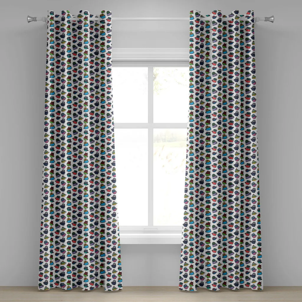 Rideau pour Chambre Enfant ou Cuisine Hibou Joyeux 2 Panneaux 280x245