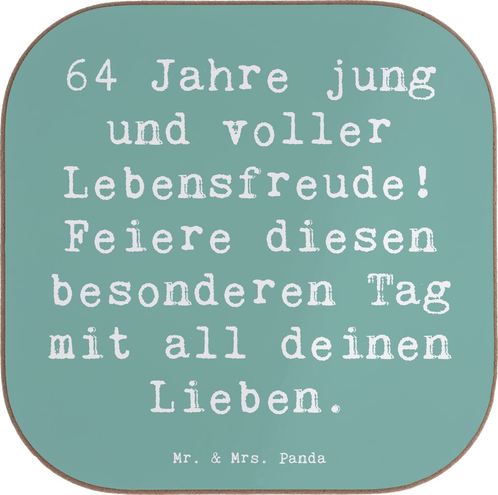 Mr. & Mrs. Panda Tassen Untersetzer Spruch 64. Geburtstag Freude - Meeresbrise - Geschenk, Meilenstein, 64 Jahre jung, für Gläser, Geburtstagsper...