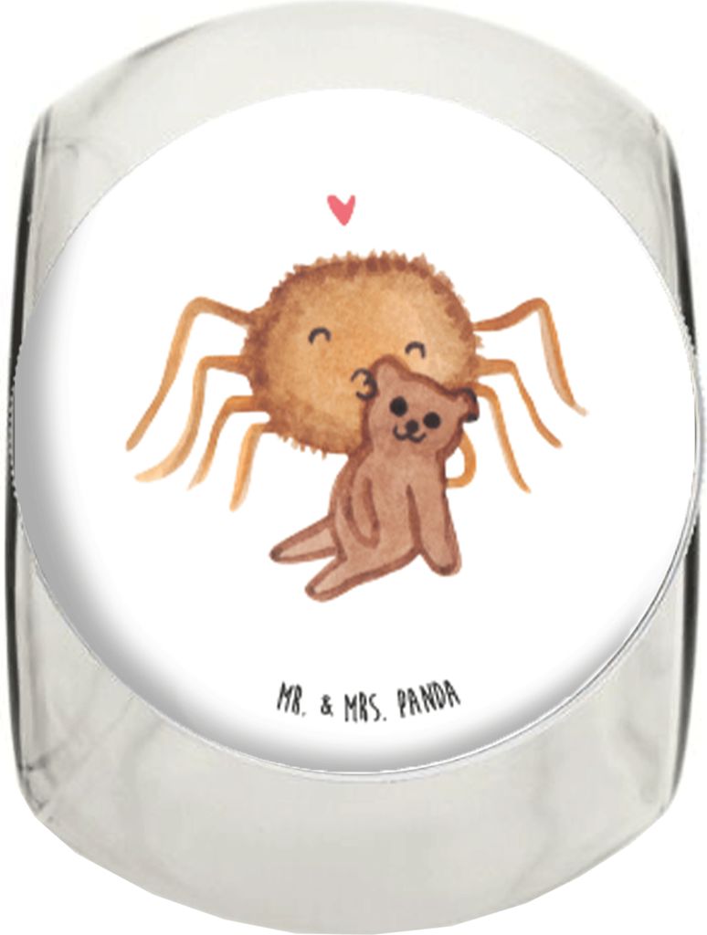 Mr. & Mrs. Panda Vorratsdose Glas Spinne Agathe Teddy L 870ml - Weiß - Geschenk, Miteinander, Dankeschön, Müsli, Bonboniere, Lebensmittelbehält...