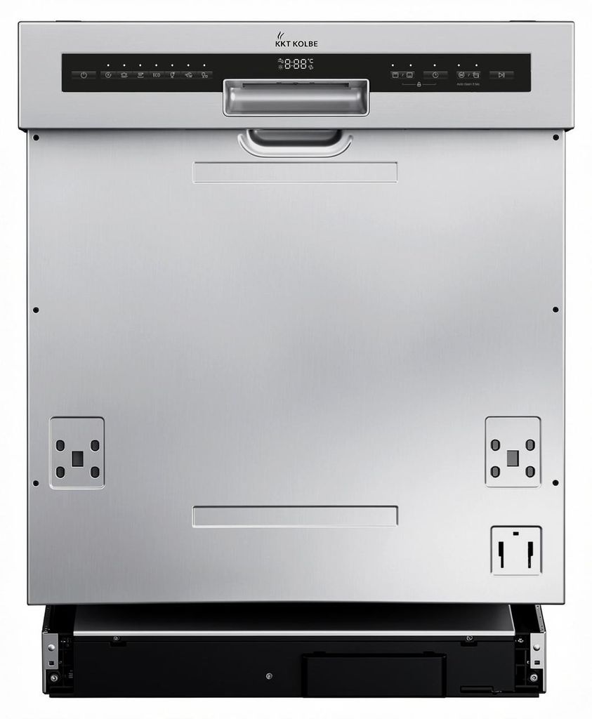 KKT KOLBE 60 cm Geschirrspüler Spülmaschine teilintegrierbar Unterbaufähig, Besteckschublade, LED-Beleuchtung, Automatische Türöffnung, Oberko...
