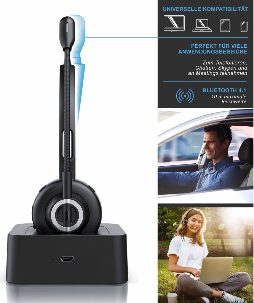 CSL Mono Headset avec Micro Flexible et Station de Charge Intégrée - 5
