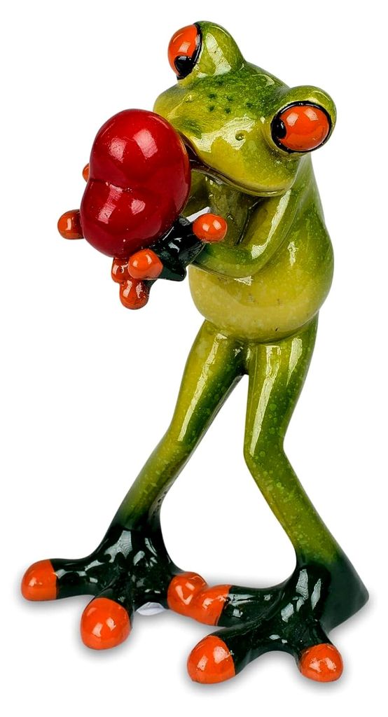 lustige Frösche Figur Frosch mit Herz in Händen Poly 13 cm verliebt