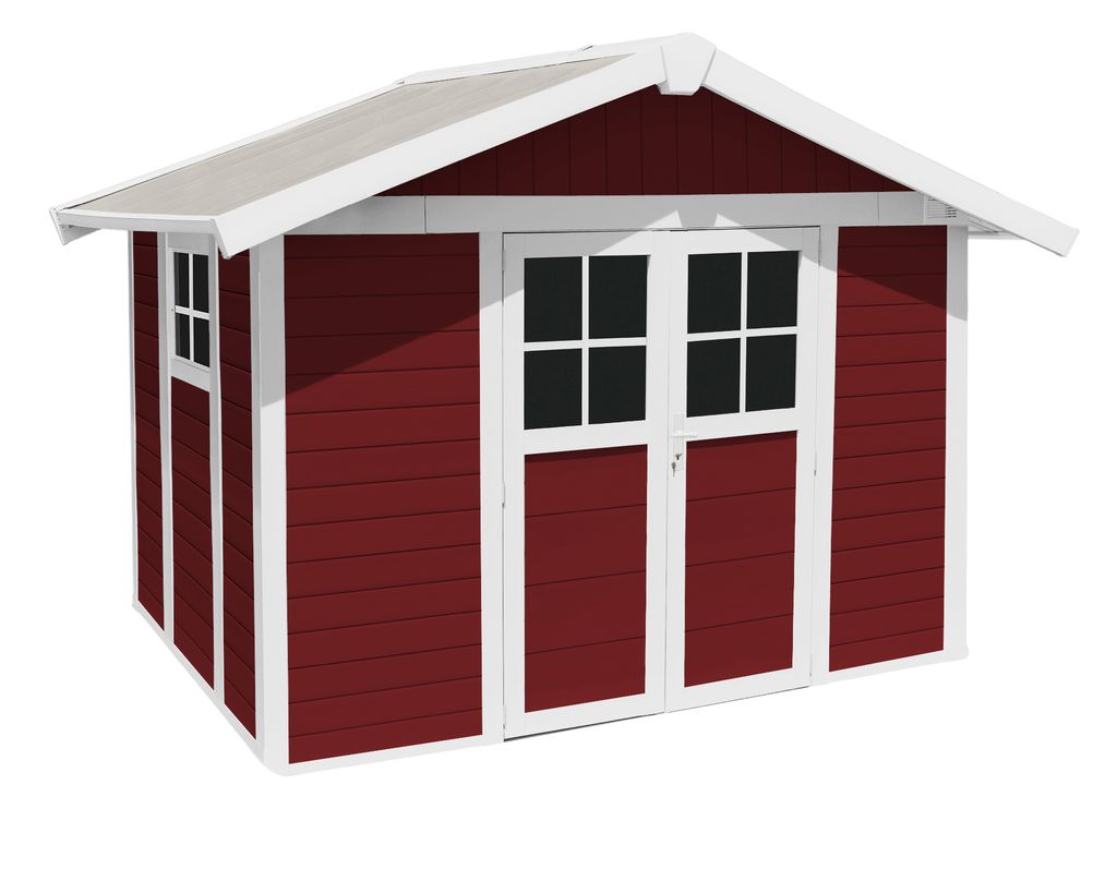 ONDIS24 Grosfillex Gartenhaus Schuppen Kunststoff Metall rot H 7,5