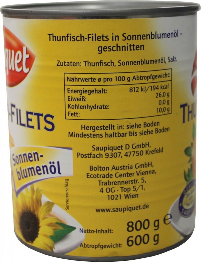 Saupiquet Thunfischfilets In Sonnenblumenöl