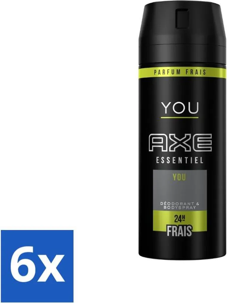 Déodorant Axe Spray Corps Fraîcheur Intense 24h You Essentiel 6 Pièces