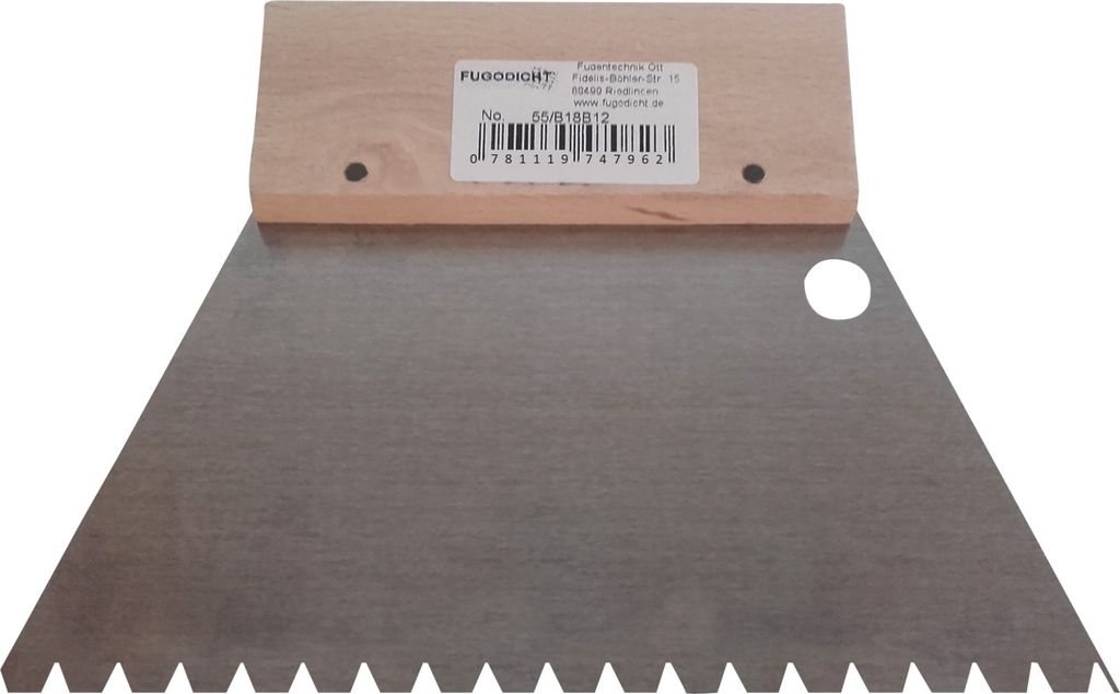Leim Klebstoff Trapez Zahnspachtel Bodenleger 180mm x 130mm gezahnt B12 (5.0x5.0mm)