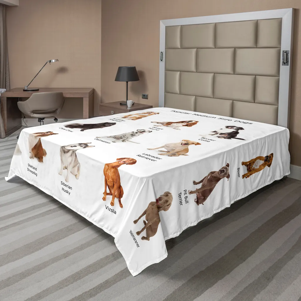 ABAKUHAUS Drap de Lit pour Chien Motif Chiots Multicolore 266 x 260 cm