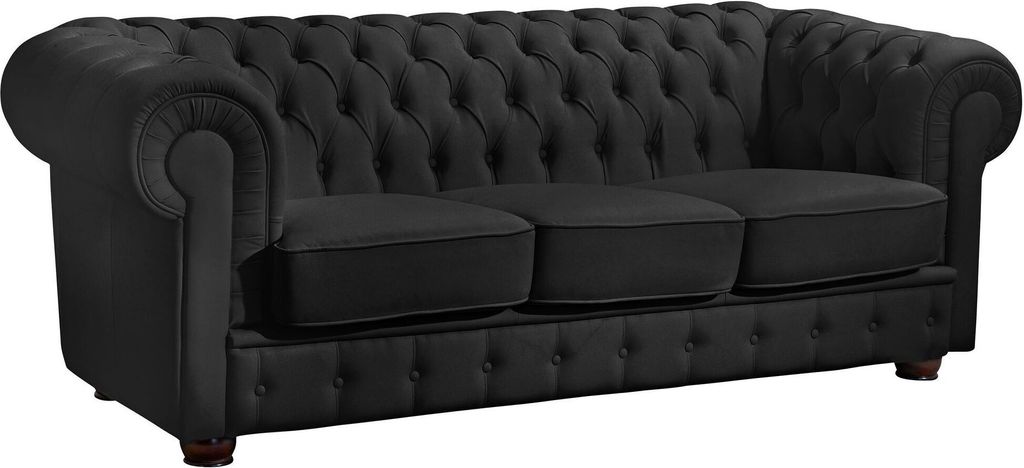 Sofa 3-Sitzer Kalea Bezug pigmentiertes Nappaleder Buche nussbaum dunkel / schwarz 21362