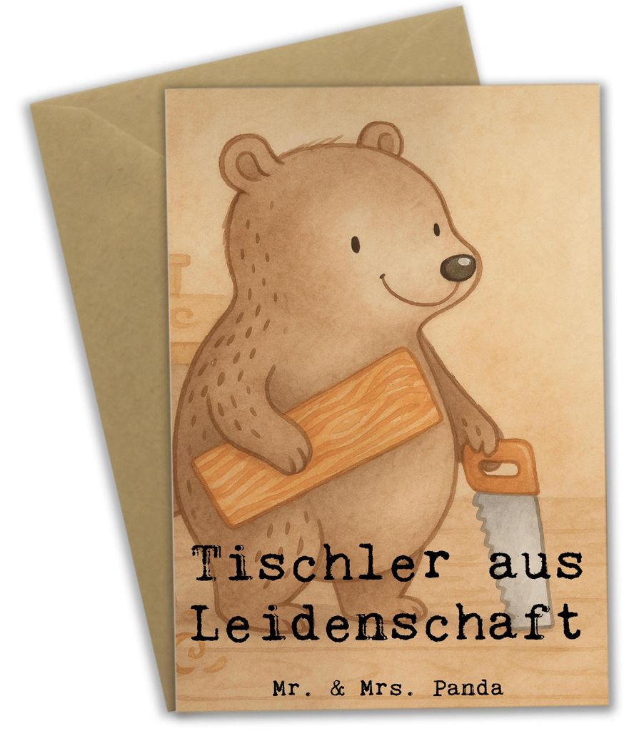 Mr. & Mrs. Panda Grußkarte Tischler Leidenschaft Design - Weiß - Geschenk, babykarte, weihnachtskarten, einladungskarten, glückwunschkarten, vat...