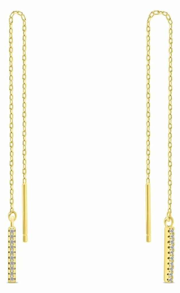 Brilio Silver Long Chain Earrings With Zircons Ea1007r
