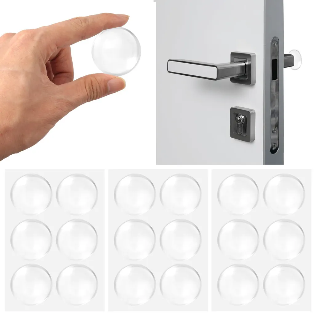 18 Butoirs de Porte Transparents Autocollants 40x8mm pour Poignées