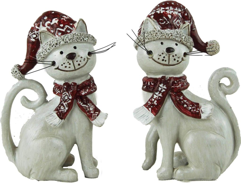 Weihnachtliche Katze Minka 2er Set - Höhe ca. 11 cm