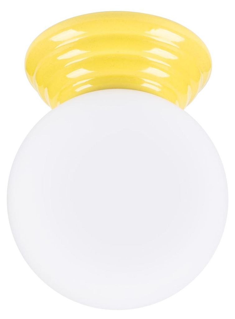 Deckenleuchte Badezimmer IP44 Ø 12 cm klein G9 Gelb Weiß aus Keramik Glas Badlampe Deckenlampe
