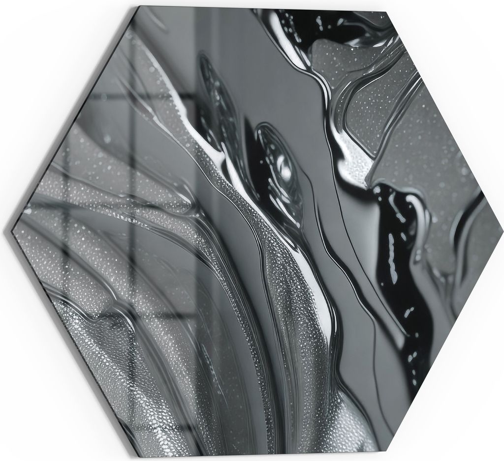 DEQORI Glasbild Echtglas 55x48 cm 'Metallische Flusslinien' Wandbild Bild modern Deko