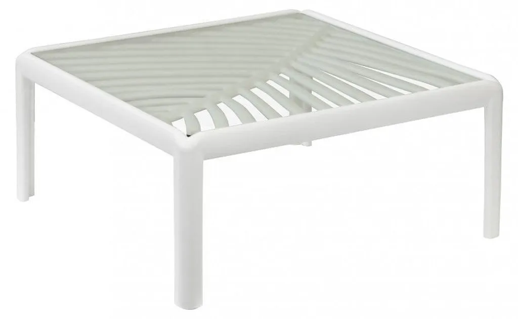 Table basse carrée blanche robuste et facile à nettoyer 70x70x32 cm