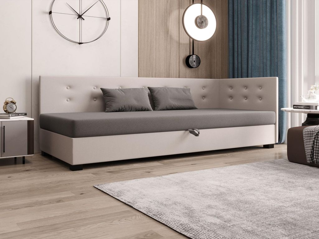 Einzelbett 120x195 AJKA PLUS 1 - hellgrau / ecru