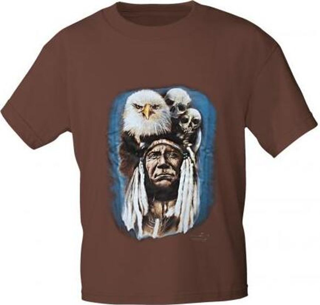 T-Shirt mit Print - Indianer Adler Totenkopf - 92006 Produktbild 