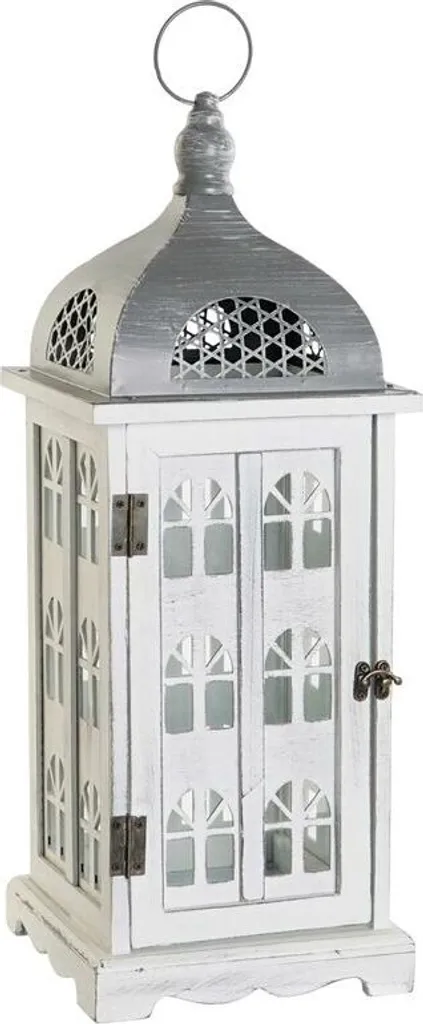 Grande lanterne bois et verre style méditerranéen pour déco intérieure